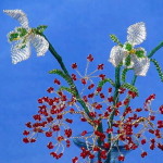 Foto: Perlenarbeit -  Blumenstrauß mit Schneeglöckchen aus Perlen