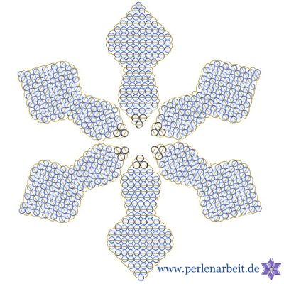 Viertes Bild. Anleitung: Schneeflocke aus Perlen